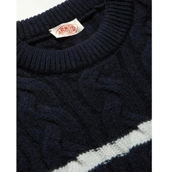 Armor Lux NWT Wool Fisherman Sweater Striped Navy - Picture 6 of 15